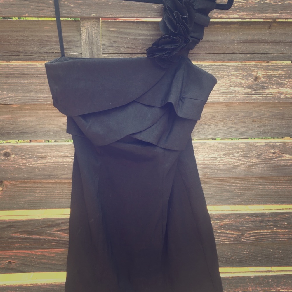 Black one shoulder cocktail dress